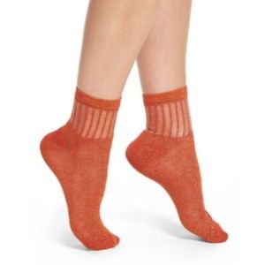 NWT Free People Roseland Metallic Lurex Ankle Sock